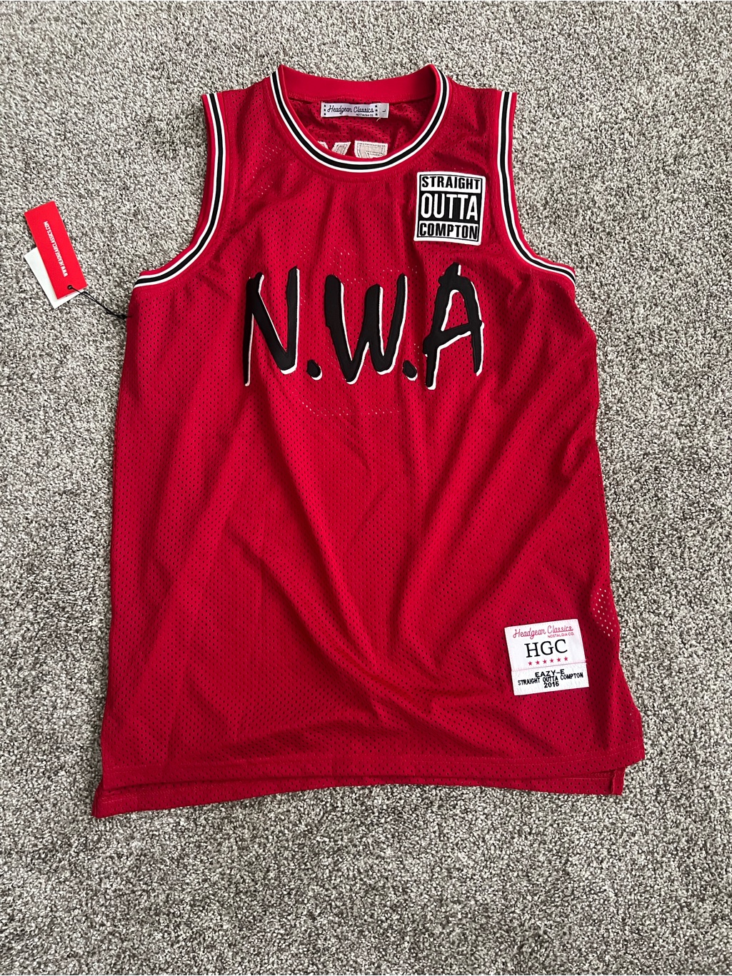 NWA Red Mesh Basketball Jersey  Straight Outta Compton Patch